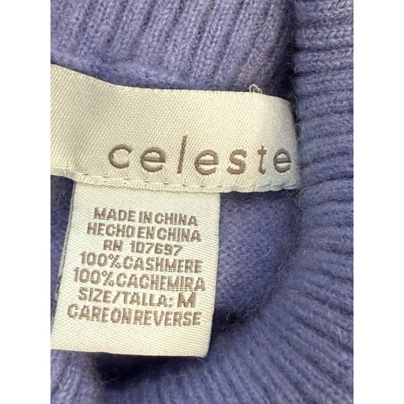 Celeste 100% Cashmere Turtleneck Sweater M Lavender Classic Preppy Minimalist - Picture 5 of 6